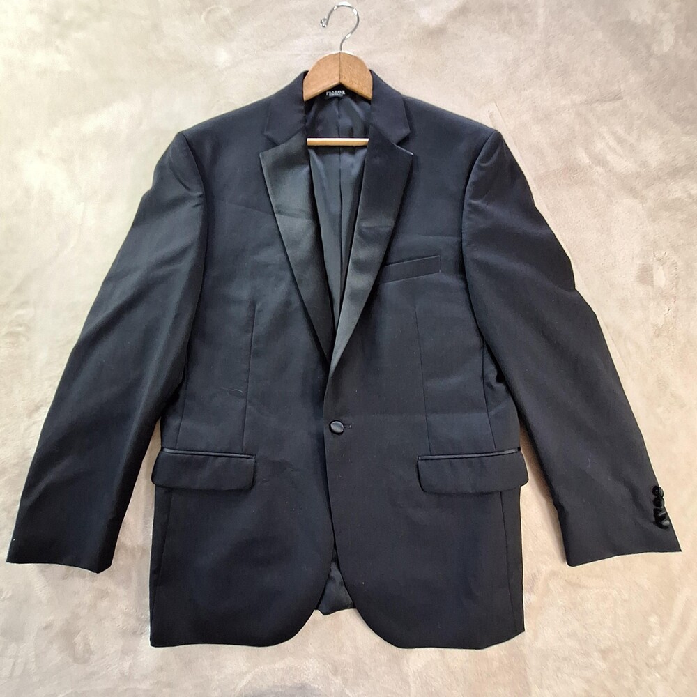 Jos A Bank Traveler Tuxedo Blazer Mens 44 Long Black Tailored Fit Wool Jacket